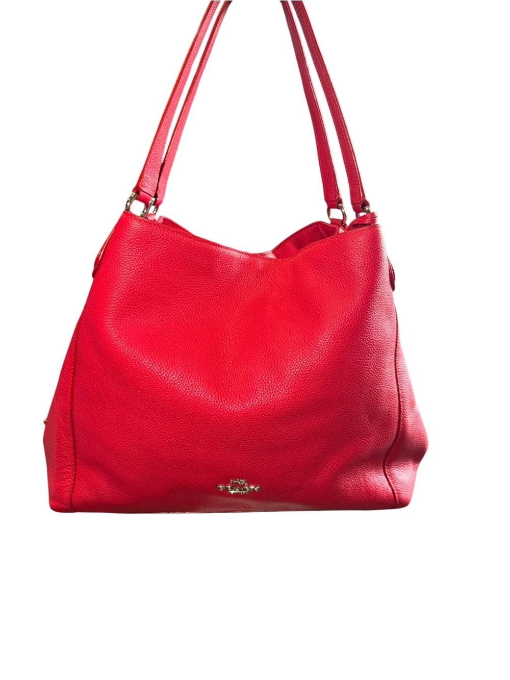 Coach Hallie Red Pebbled Leather Shoulder Bag